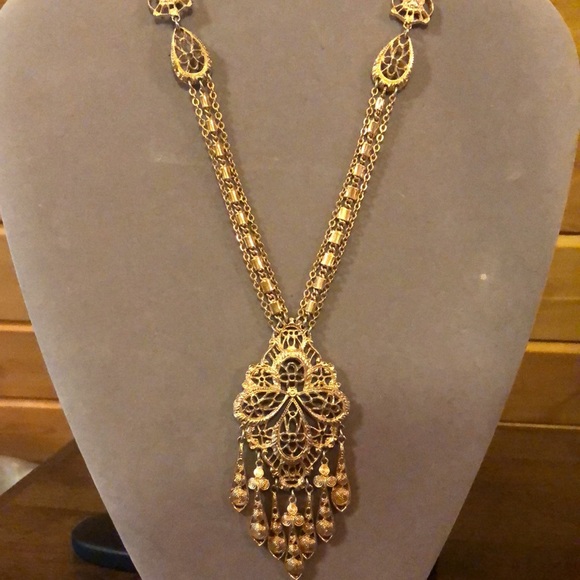 Monet Vintage Filigree Multi Chain Statement Necklace - Picture 7 of 16